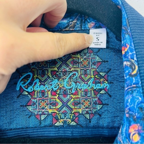 Robert Graham Blue Luxury Dress Shirt Small Classic Fit - Picture 5 of 11